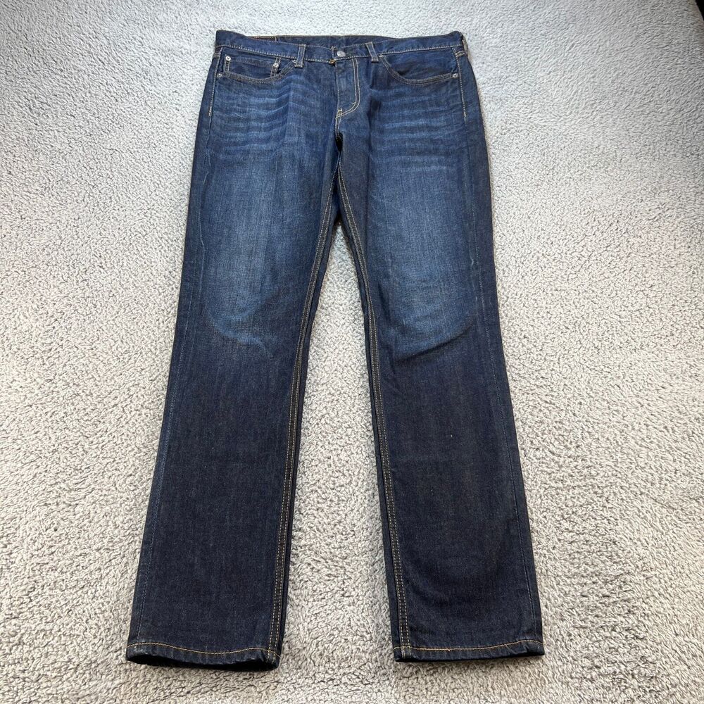 Levis 511 Jeans Mens 36x34 (36x33) Dark Wash Slim Fit Straight Leg Fade Whisker
